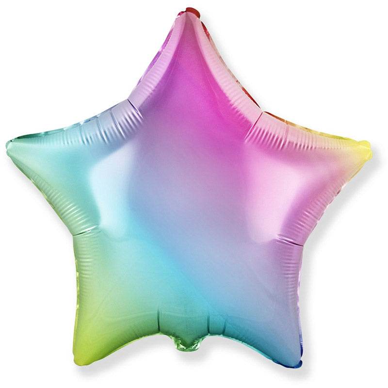 Pastelfarvet regnbue stjerne folieballon