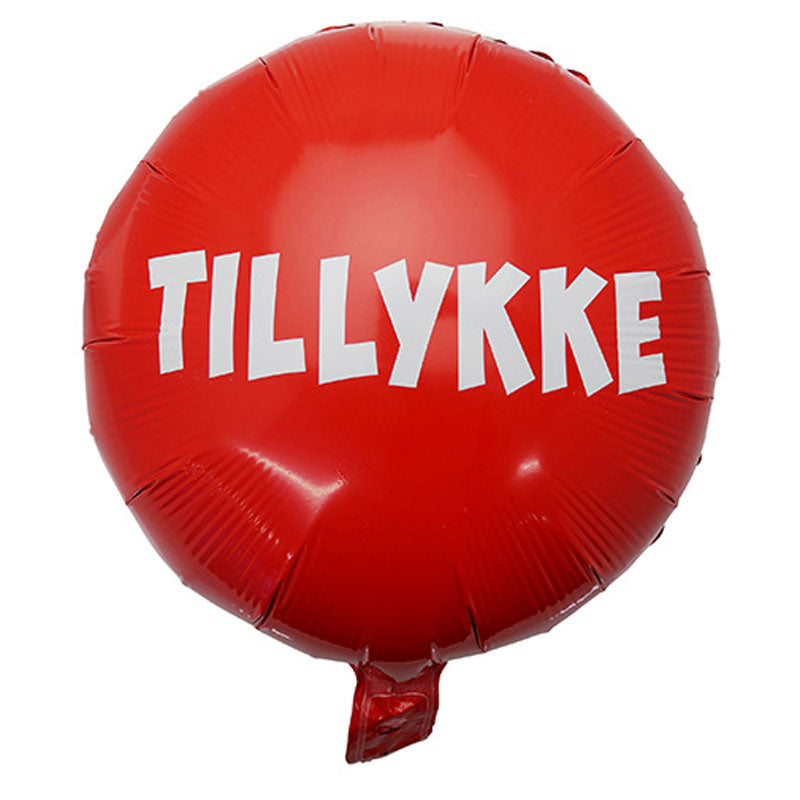 Rød Folieballon 18" "Tillykke" - Send med Helium