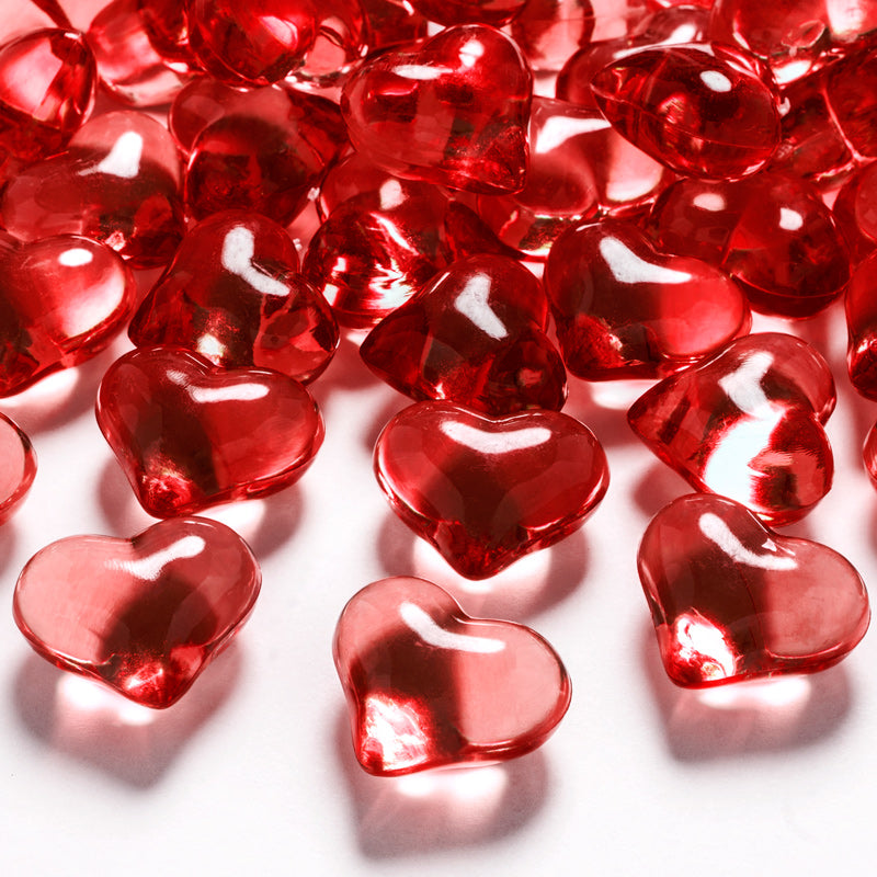 Hjerte krystaller Rød 30 stk