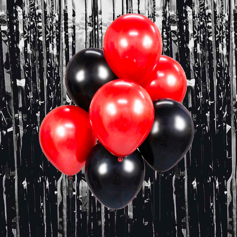 Sort/Rød ballon mix 7 stk.