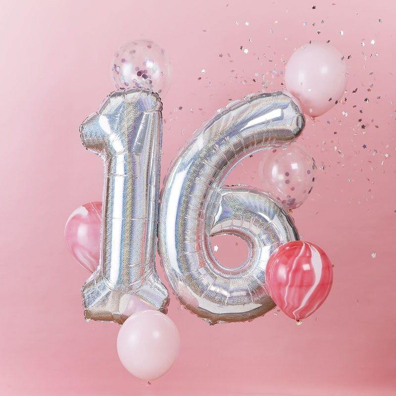 ballonsæt til 16 års fødselsdag, 8 dele 