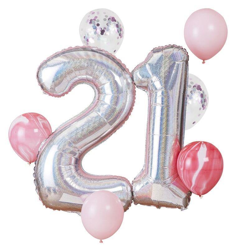 Ballon sæt til 21 års fødselsdag, 8 dele 