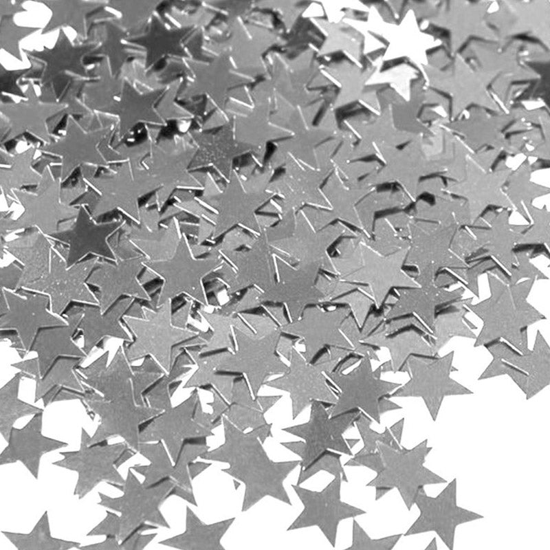 Sølvstjerne konfetti 1 cm