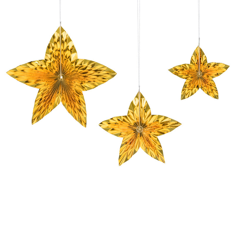 Dekorative folie stjerne rosetter i guld - 3 stk.