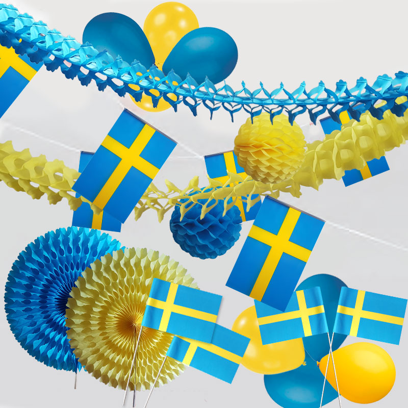 Svensk Fest Pynt | Svensk pynt i blå og gule farver!